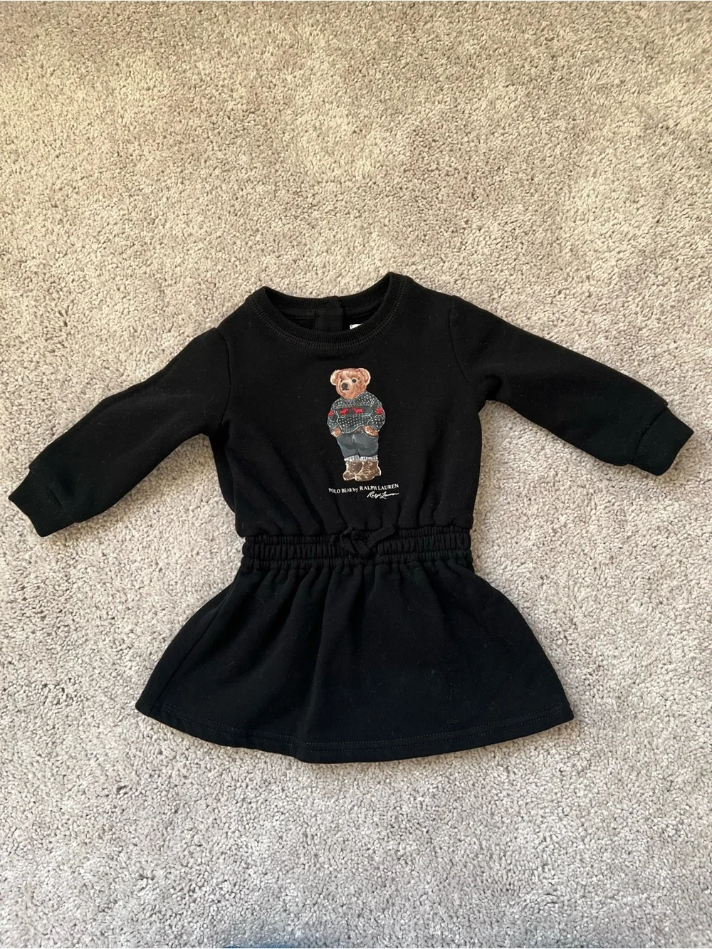 Ralph Lauren Black fleece dress baby polo bear 6M